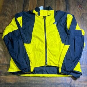REI Mens Cycling Jacket Yellow Black Colorblock Windbreaker Full Zip Large